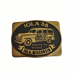 Vintage Anacortes Brass Works Iola, Wi '88 Car Show Belt Buckle w/ Original Tag